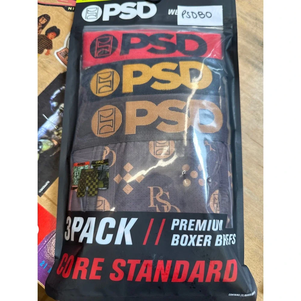 PSD Underwear Mens 3-Pack Premium Boxer Briefs Make Bank Money XL 7in Inseam
